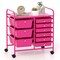 Costway 9 Drawer Rolling Organizer Cart Utility Storage Tools Scrapbook Paper Multi-Use Macaron/White/Hot Pink/Light Pink/Clear/Black
